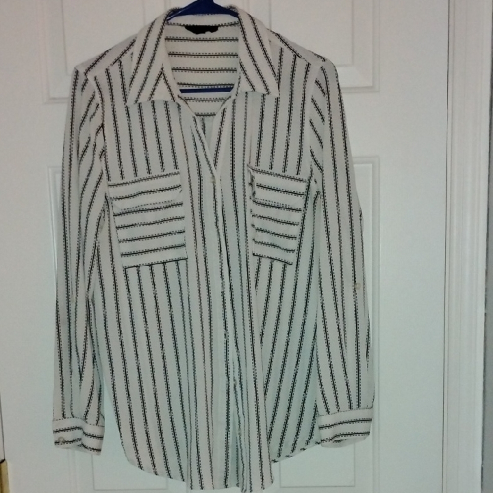 Mine Black and White Striped Blouse